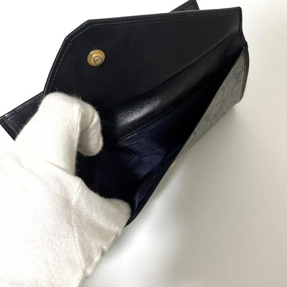 Vintage Celine "Sarky Line C" Macadam Print Long Wallet – Navy Canvas & Leather - Picture 6 of 11